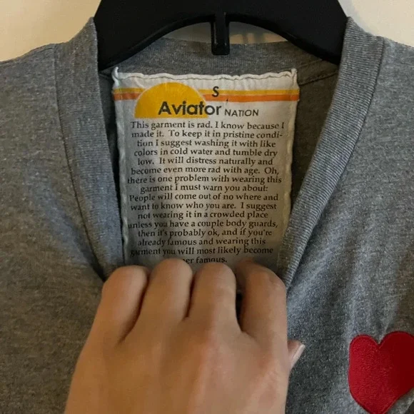 Aviator Nation Heart Embroidery Boyfriend Tee - Picture 3 of 5